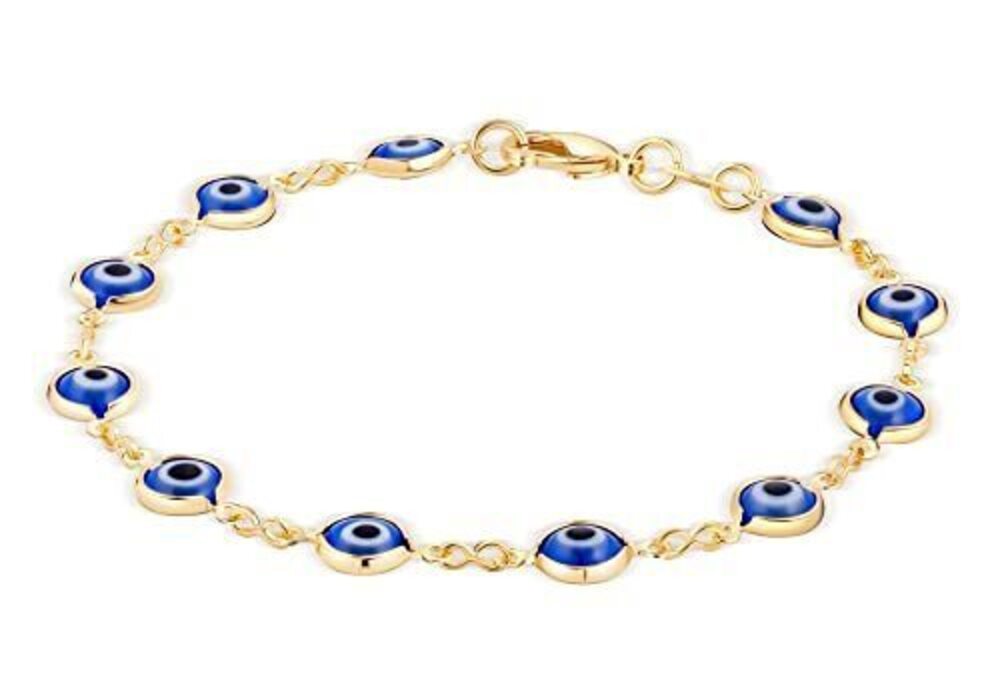 2382 18K Gold Plated Multicolored Evil Eye Bracelet - Made in Brazil Blue